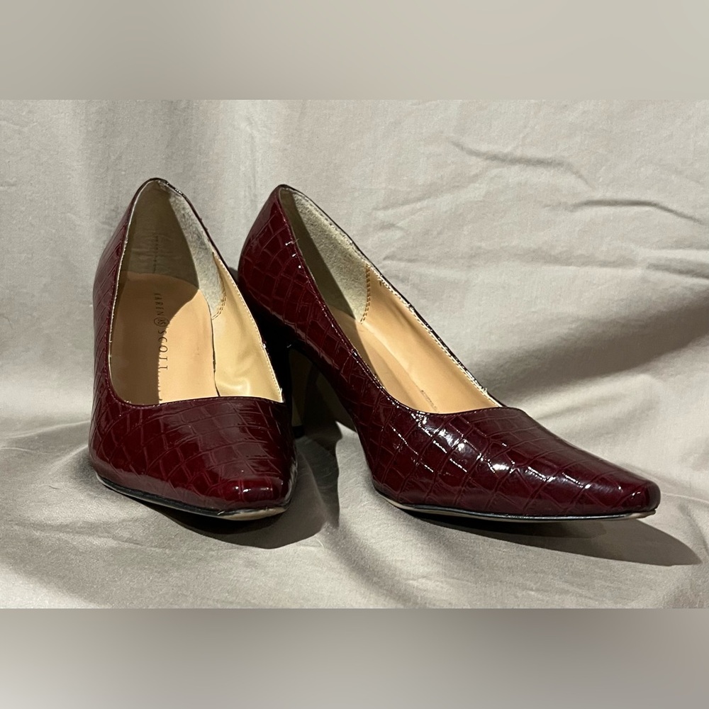 Red Faux Croc Pumps